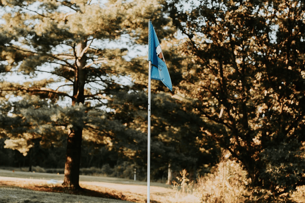 Blue flag on golf course